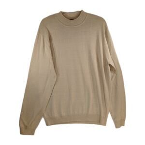 Brooks Brothers Silk Cotton Mock Neck Sweater Beige Men’s L Long Sleeve
